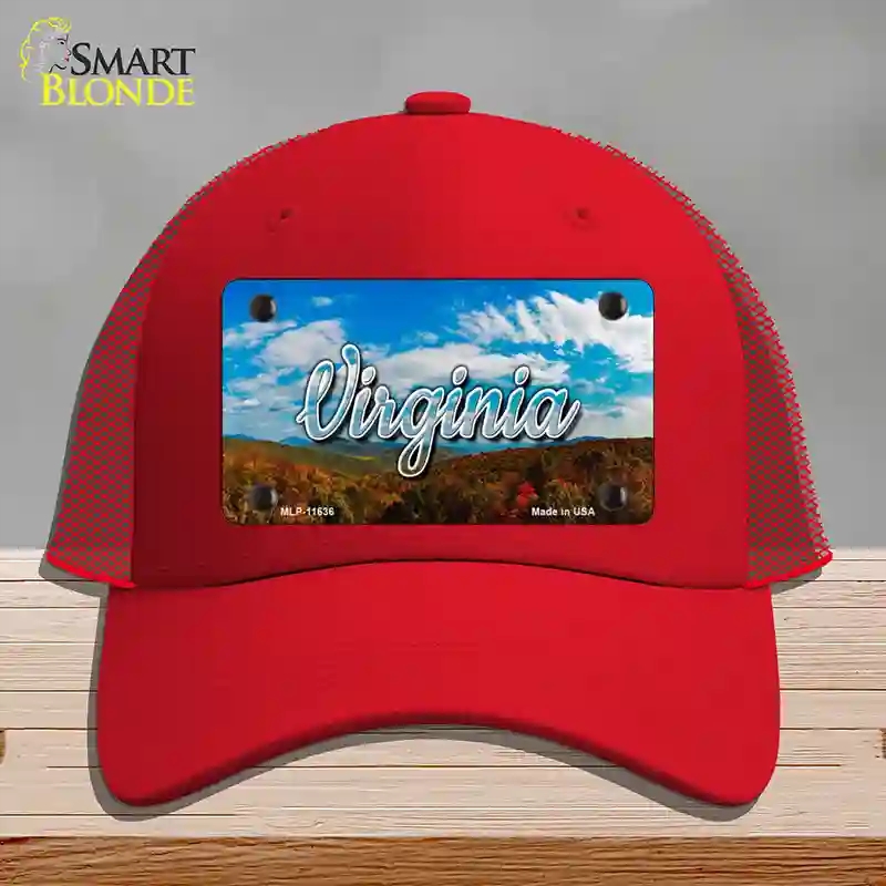 HAT17-MLP-11636 Virginia Mountain Range State Novelty License Plate Hat, Mesh - Red