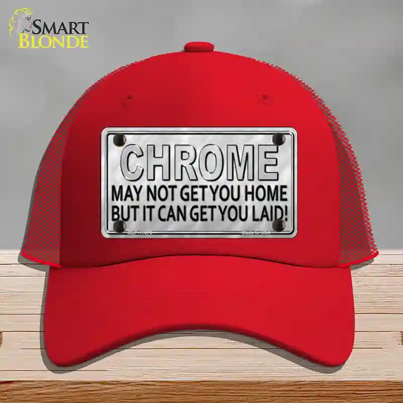 HAT17-MLP-11675 Chrome May Not Get You Home Novelty License Plate Hat, Mesh - Red