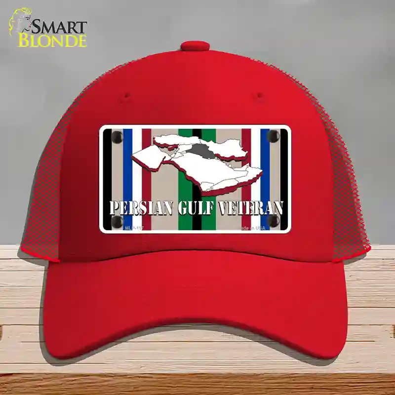 HAT17-MLP-117 Persian Gulf Veteran Novelty License Plate Hat, Mesh - Red