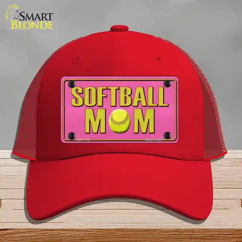 HAT17-MLP-1172 Softball Mom Novelty License Plate Hat, Mesh - Red