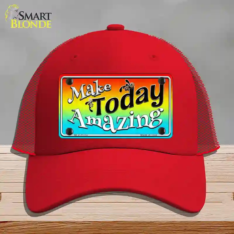 HAT17-MLP-11757 Make Today Amazing Novelty License Plate Hat, Mesh - Red