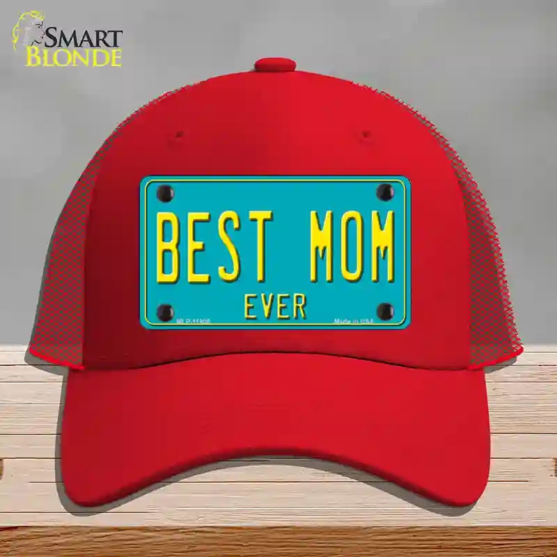 HAT17-MLP-11800 Best Mom Ever Novelty License Plate Hat, Mesh - Red