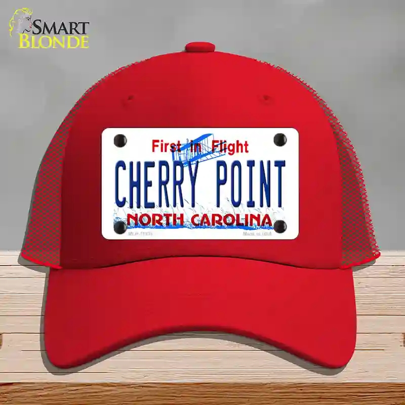 HAT17-MLP-11834 Cherry Point North Carolina Novelty License Plate Hat, Mesh - Red