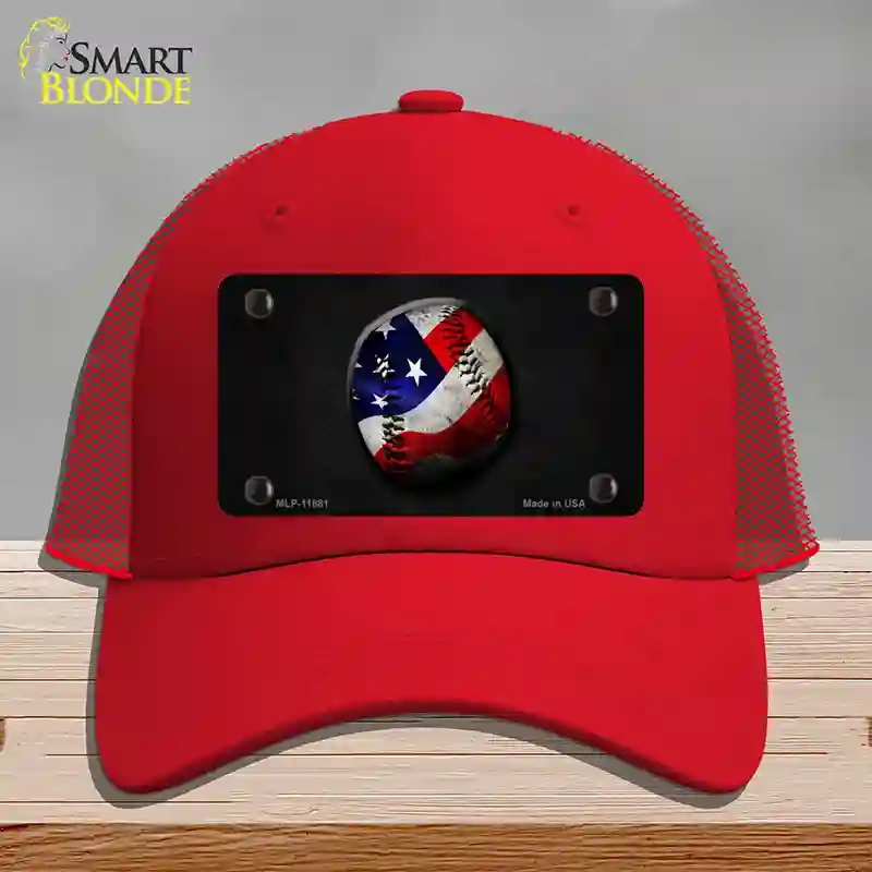 HAT17-MLP-11881 American Baseball Novelty License Plate Hat, Mesh - Red