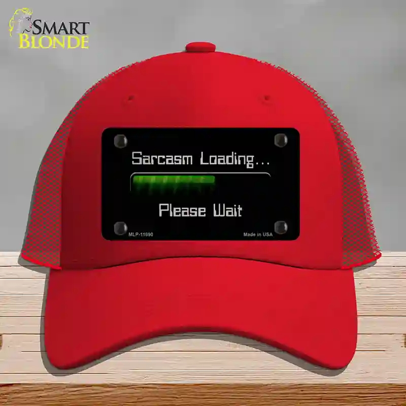 HAT17-MLP-11890 Sarcasm Loading Novelty License Plate Hat, Mesh - Red
