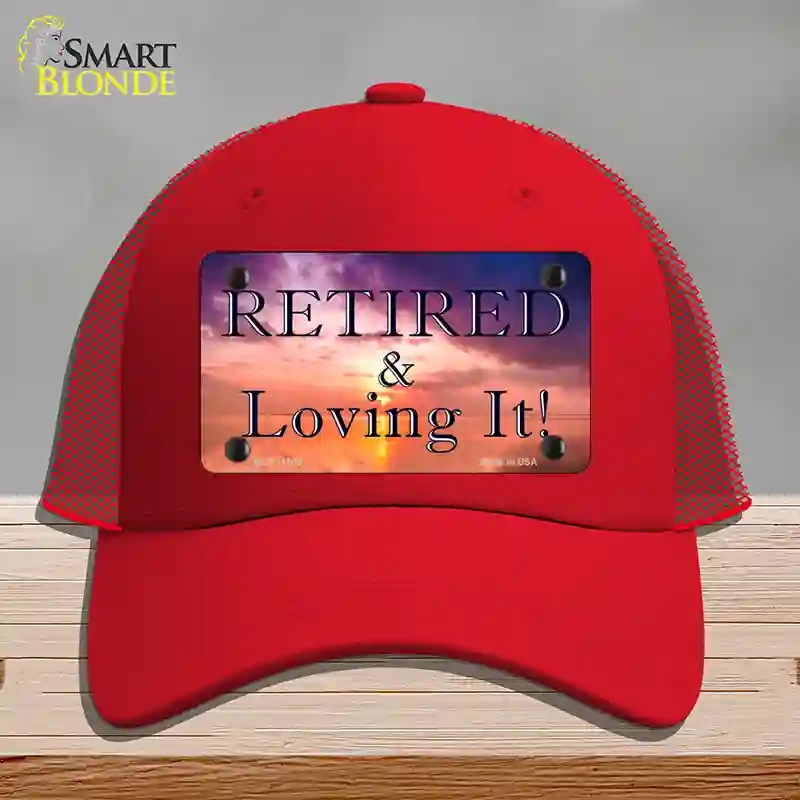 HAT17-MLP-11909 Retired & Loving It Novelty License Plate Hat, Mesh - Red