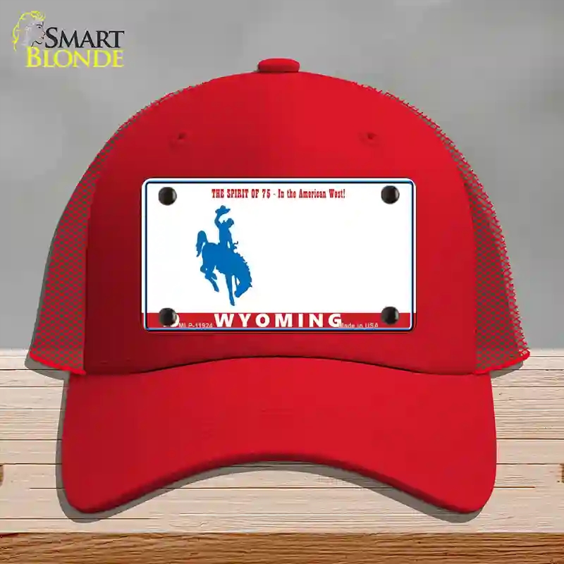 HAT17-MLP-11924 Wyoming Novelty License Plate Hat, Mesh - Red
