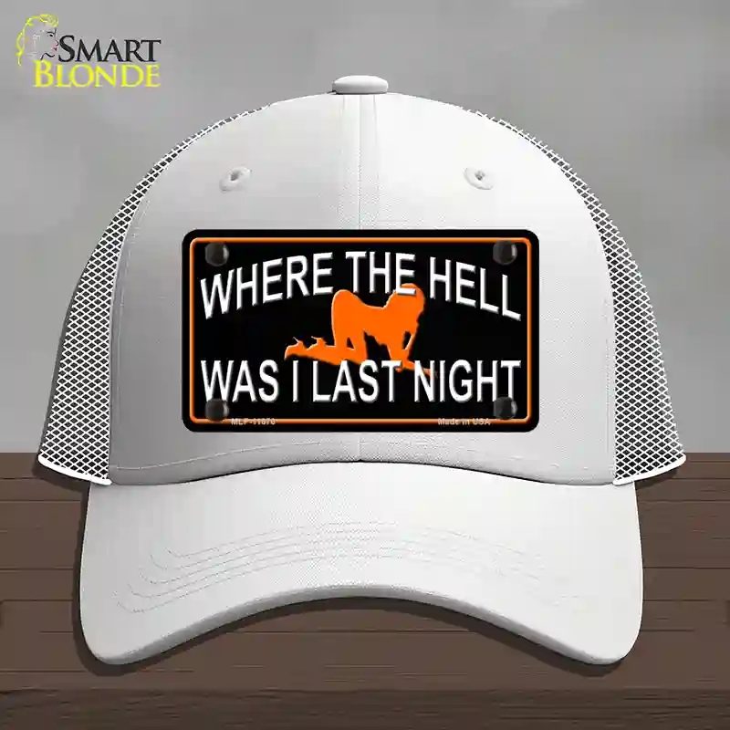 HAT19-MLP-11670 Where the Hell Novelty License Plate Hat, Mesh - White