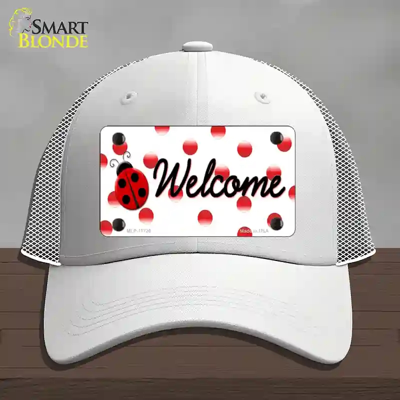 HAT19-MLP-11726 Welcome Ladybug Novelty License Plate Hat, Mesh - White