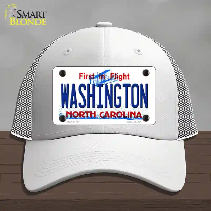HAT19-MLP-11747 Washington North Carolina State Novelty License Plate Hat, Mesh - White