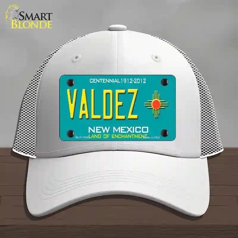 HAT19-MLP-11803 Valdez   Mexico Novelty License Plate Hat, Mesh - White