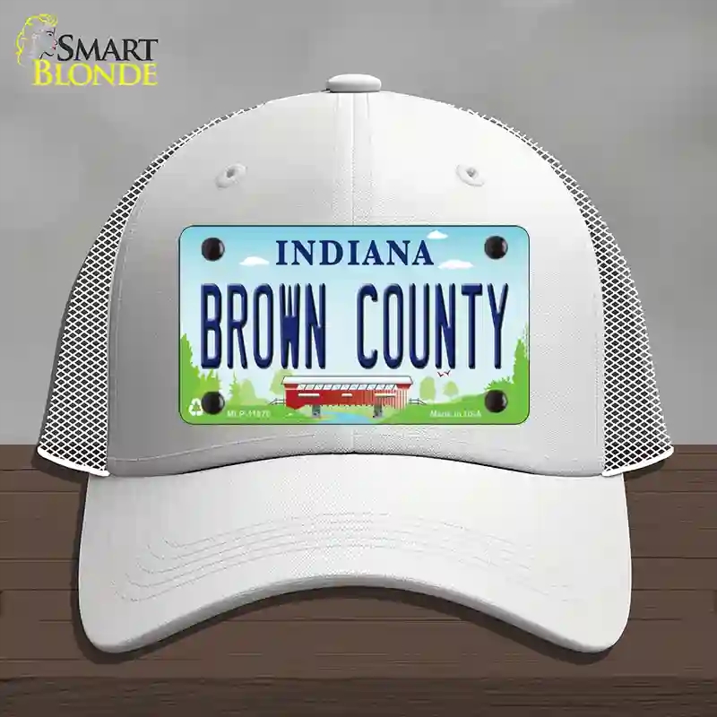 HAT19-MLP-11875 Brown County Indiana Novelty License Plate Hat, Mesh - White
