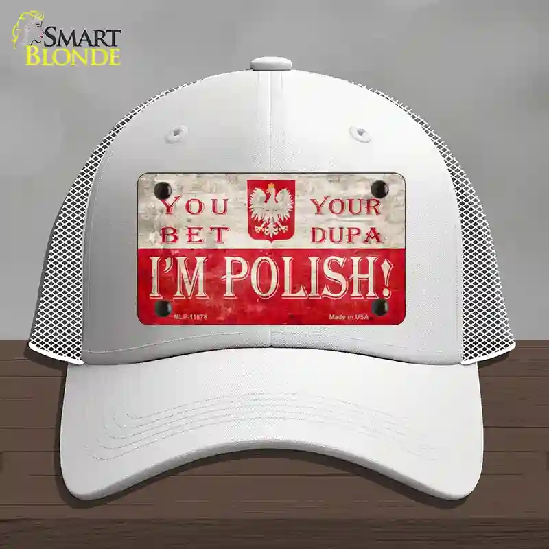 HAT19-MLP-11878 Im Polish Novelty License Plate Hat, Mesh - White