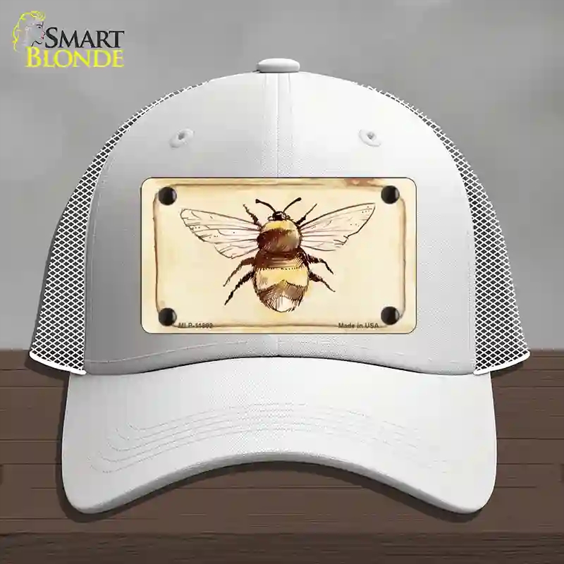 HAT19-MLP-11892 Bumble Bee Watercolor Novelty License Plate Hat, Mesh - White