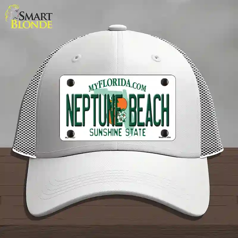 HAT19-MLP-11927 Florida Neptune Beach Novelty License Plate Hat, Mesh - White