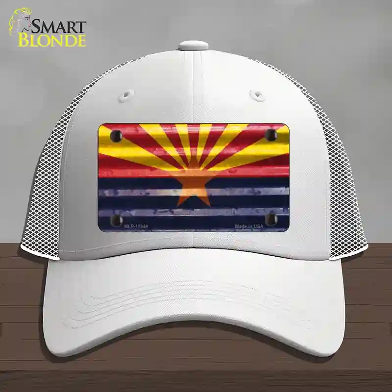 HAT19-MLP-11944 Arizona Corrugated Flag Novelty License Plate Hat, Mesh - White