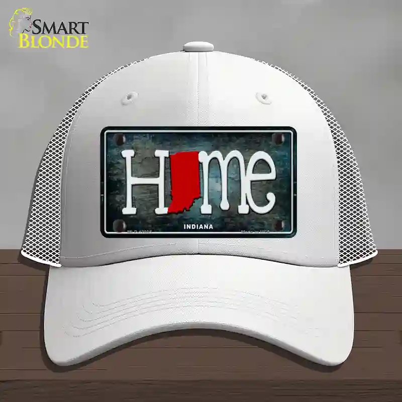 HAT19-MLP-12005 Indiana Home State Outline Novelty License Plate Hat, Mesh - White