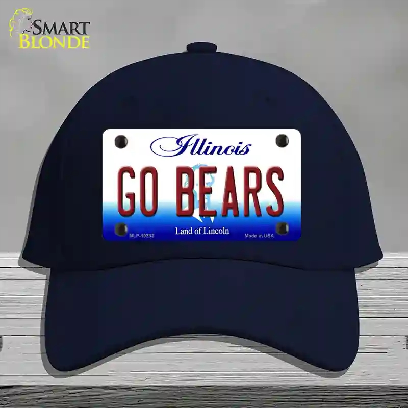 HAT20-MLP-10292 Go Bears Illinois Novelty License Plate Hat, Cotton - Navy