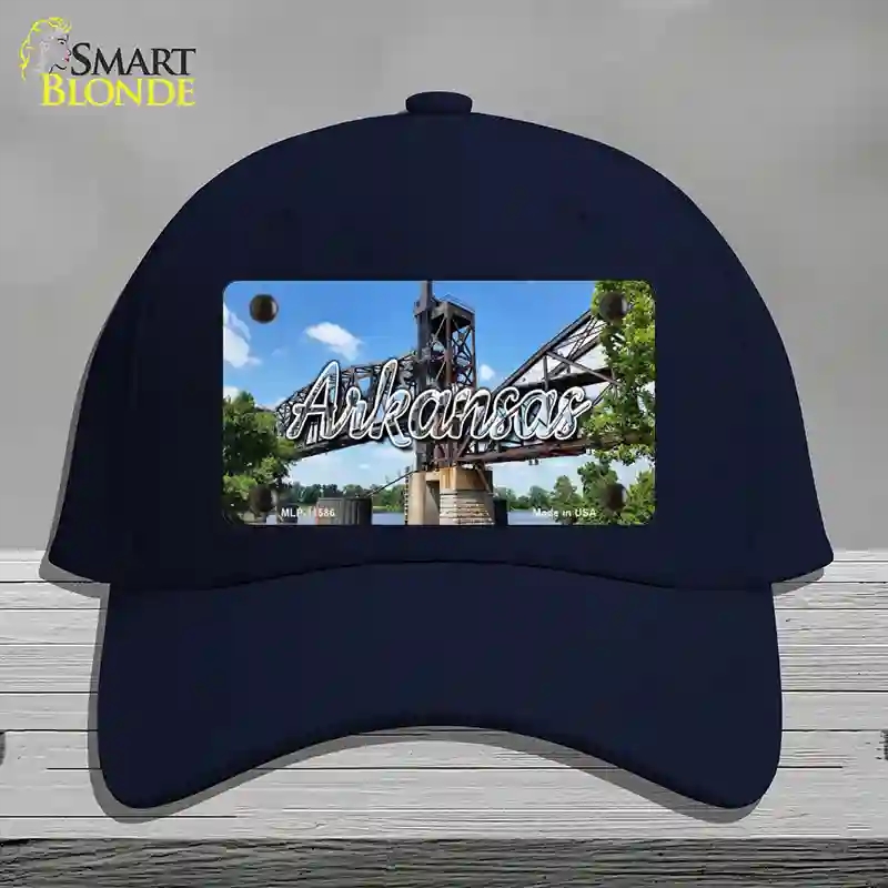 HAT20-MLP-11586 Arkansas Rusty Bridge State Novelty License Plate Hat, Cotton - Navy