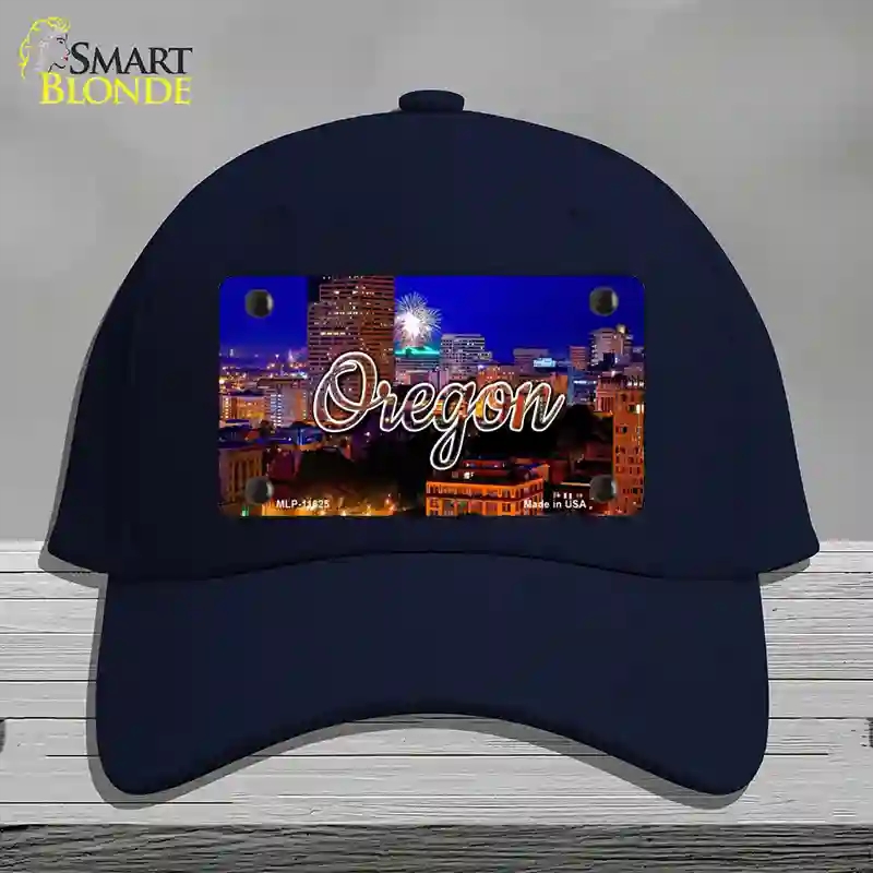 HAT20-MLP-11625 Oregon Firework City Lights State Novelty License Plate Hat, Cotton - Navy