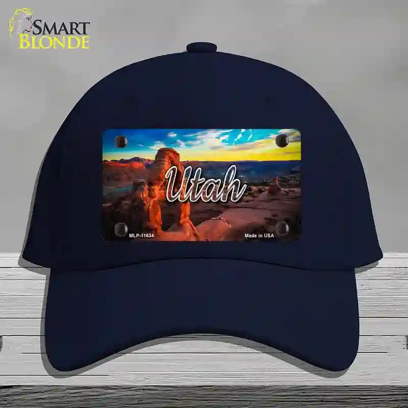 HAT20-MLP-11634 Utah Canyon Arch State Novelty License Plate Hat, Cotton - Navy