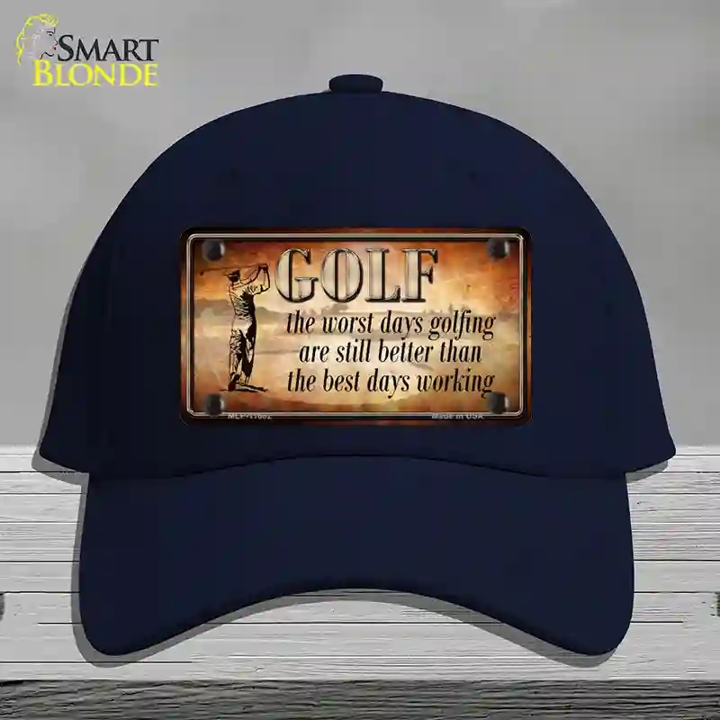 HAT20-MLP-11682 Golf the Worst Days Novelty License Plate Hat, Cotton - Navy