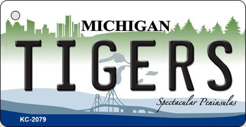 KC-2079 1.5 x 3 in. Tigers Michigan State License Plate Key Chain
