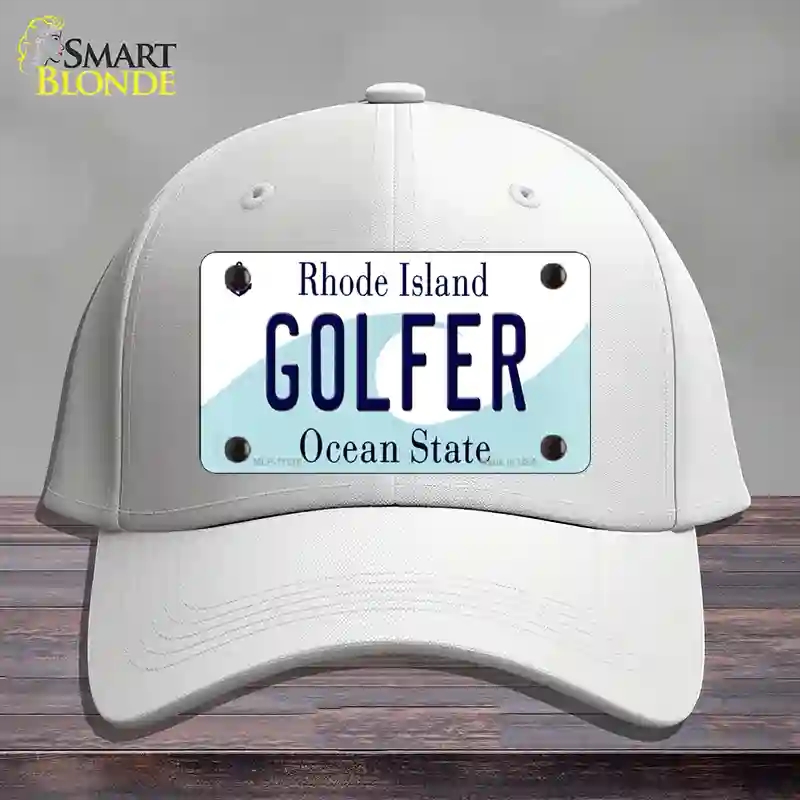 HAT21-MLP-11216 Golfer Rhode Island State Novelty License Plate Hat, Cotton - White