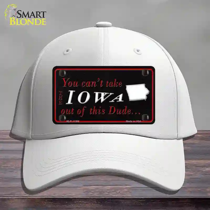 HAT21-MLP-11269 Iowa Dude Novelty License Plate Hat, Cotton - White