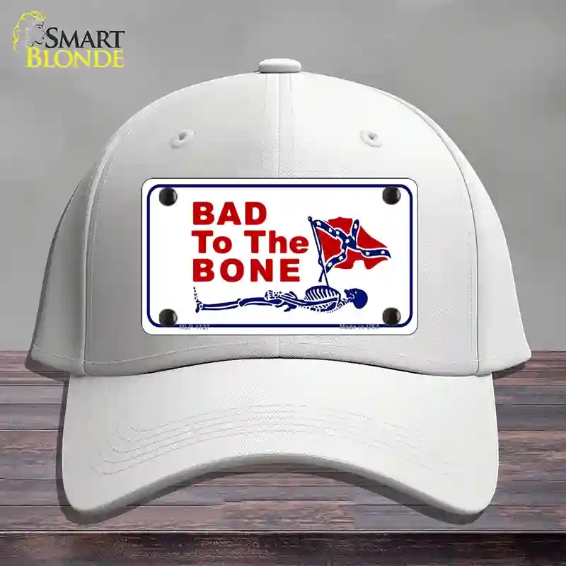 HAT21-MLP-1127 Bad to the Bone Novelty License Plate Hat, Cotton - White
