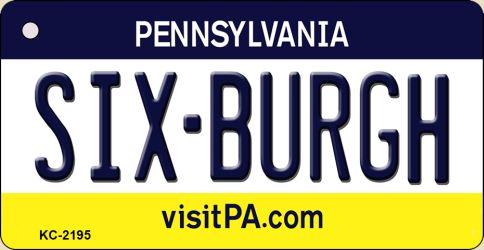 KC-2195 1.5 x 3 in. Six-Burgh Pennsylvania State License Plate Key Chain