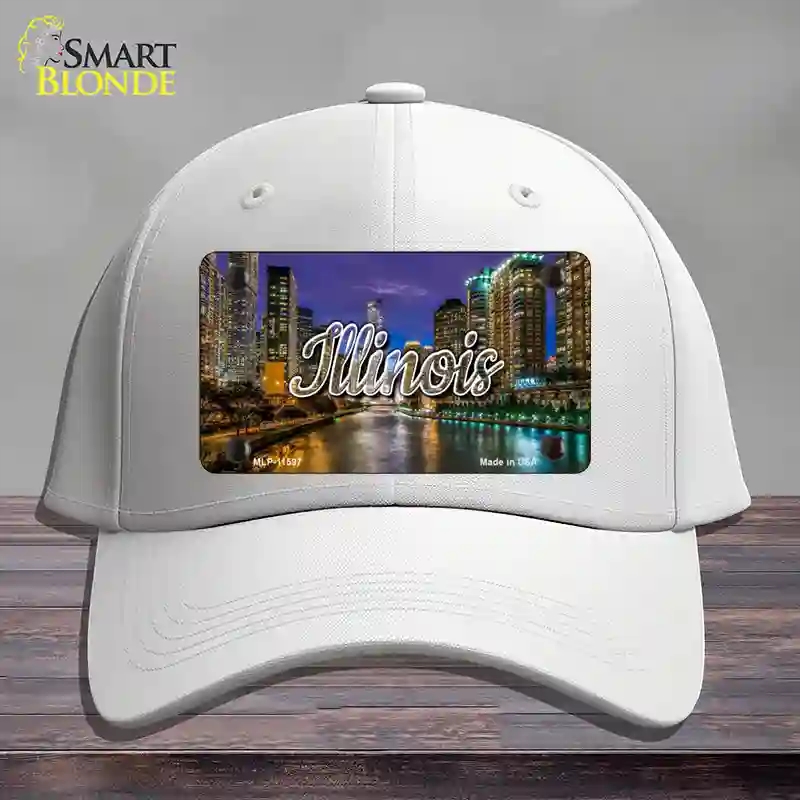 HAT21-MLP-11597 Illinois River City Lights State Novelty License Plate Hat, Cotton - White