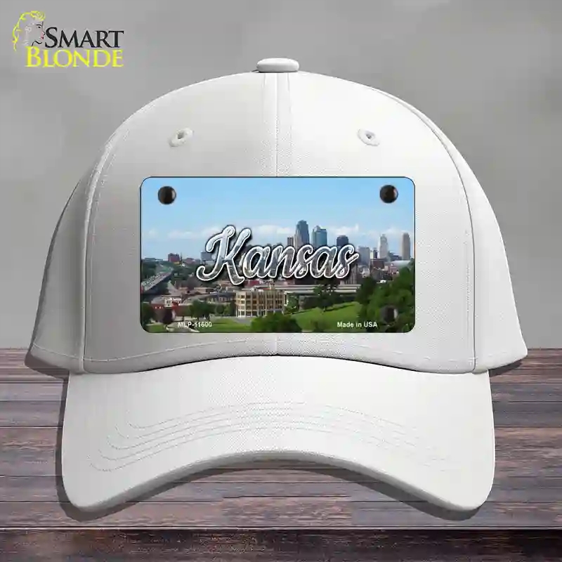 HAT21-MLP-11600 Kansas Downtown Skyline State Novelty License Plate Hat, Cotton - White