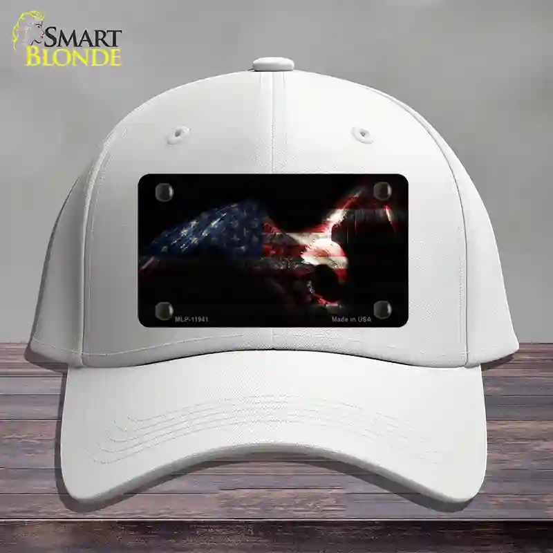 HAT21-MLP-11941 Eagle American Flag Novelty License Plate Hat, Cotton - White