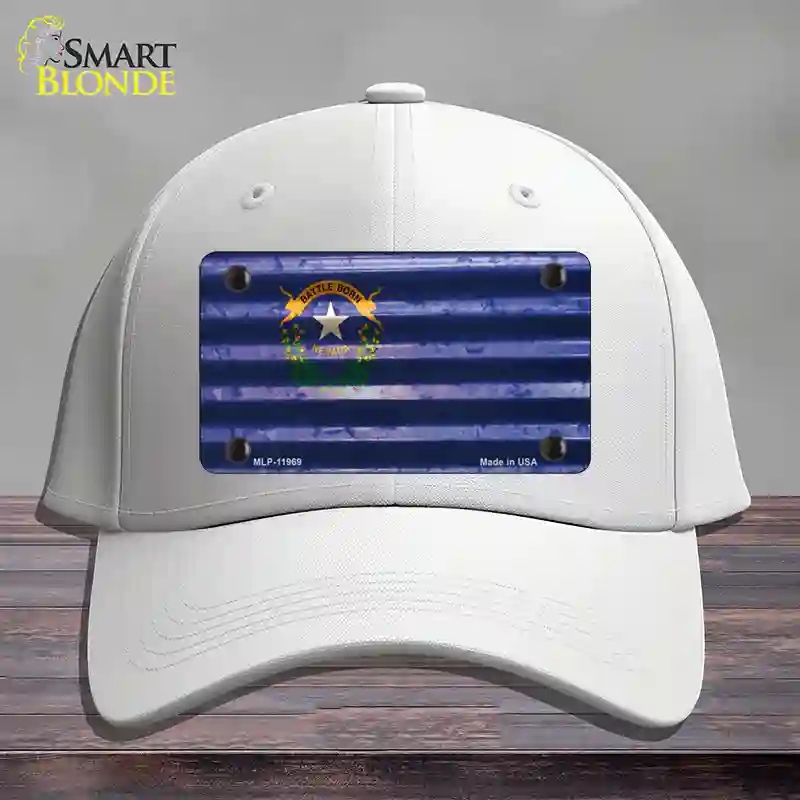 HAT21-MLP-11969 Nevada Corrugated Flag Novelty License Plate Hat, Cotton - White
