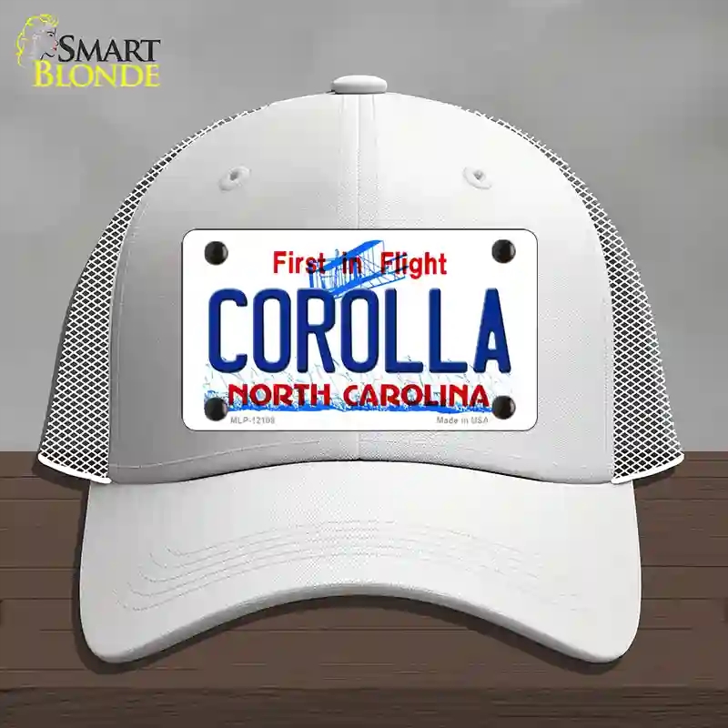 HAT19-MLP-12108 Corolla North Carolina State Novelty License Plate Hat, Mesh - White