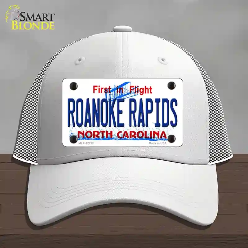 HAT19-MLP-12122 Roanoke Rapids North Carolina State Novelty License Plate Hat, Mesh - White