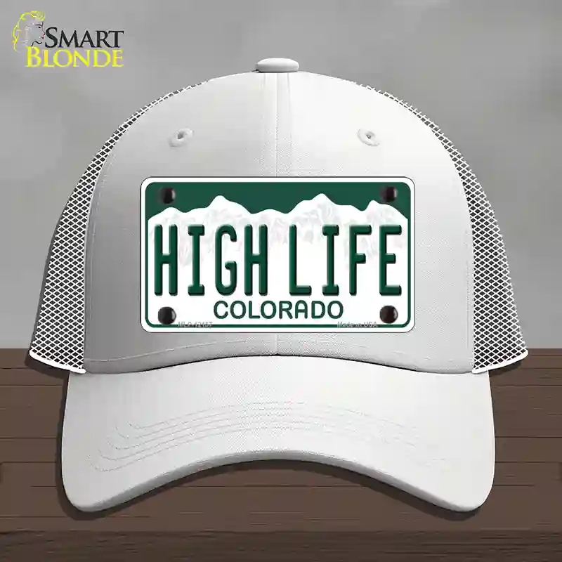 HAT19-MLP-12157 High Life Colorado Novelty License Plate Hat, Mesh - White