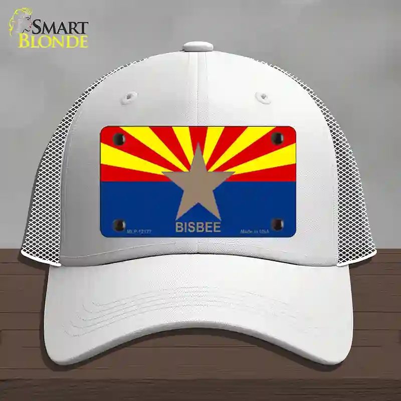 HAT19-MLP-12177 Bisbee Arizona Flag Novelty License Plate Hat, Mesh - White