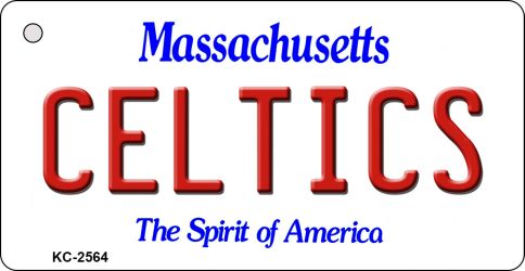 KC-2564 1.5 x 3 in. Celtics Massachusetts State License Plate Key Chain