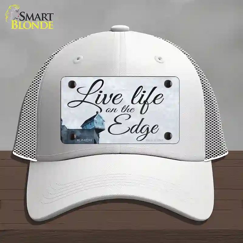 HAT19-MLP-12213 Live Life on the Edge Novelty License Plate Hat, Mesh - White