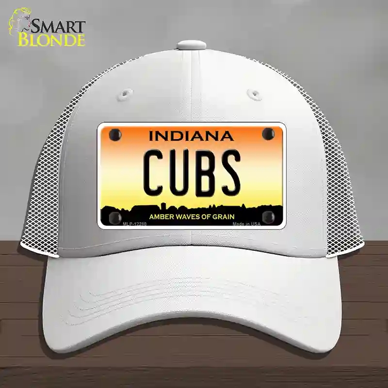 HAT19-MLP-12280 Cubs Indiana Novelty License Plate Hat, Mesh - White