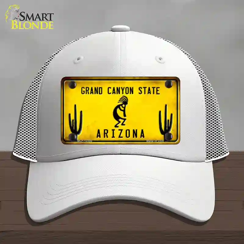 HAT19-MLP-12308 Arizona Kokopelli Yellow Novelty License Plate Hat, Mesh - White