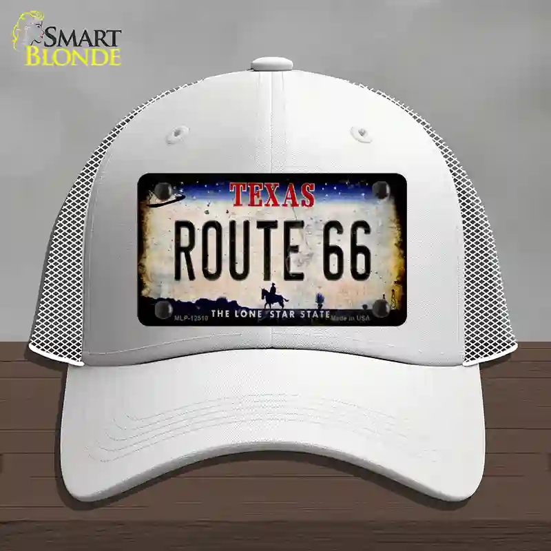 HAT19-MLP-12510 Route 66 Texas Rusty Novelty License Plate Hat, Mesh - White