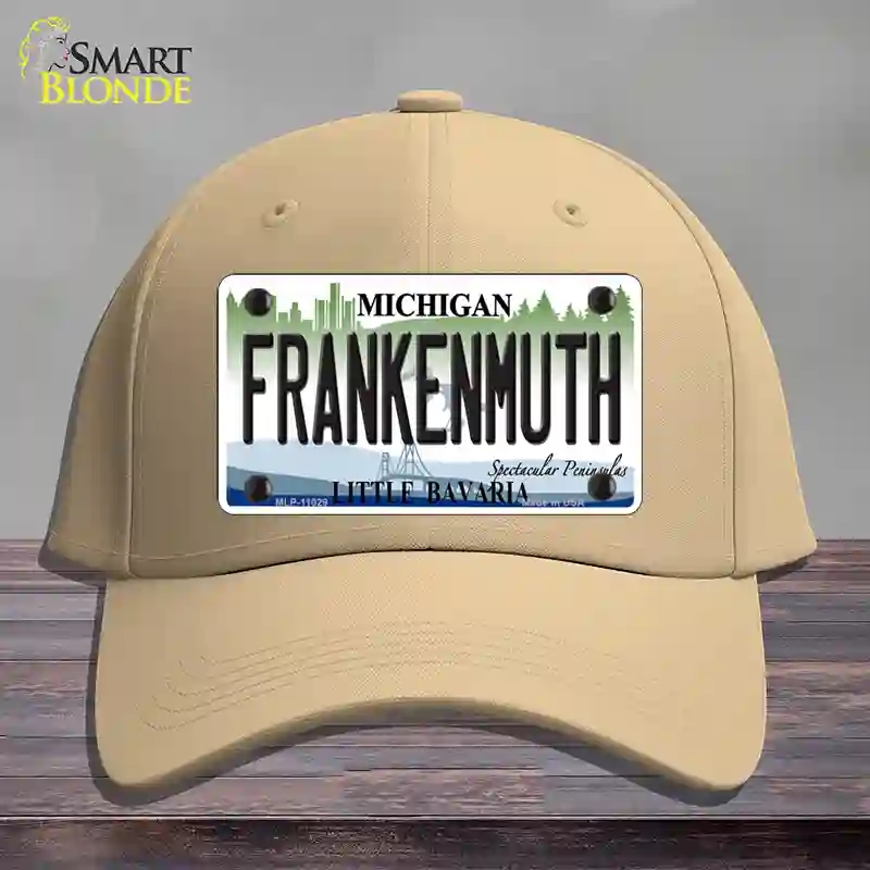 HAT22-MLP-11029 Frankenmuth Michigan Novelty License Plate Hat, Cotton - Khaki