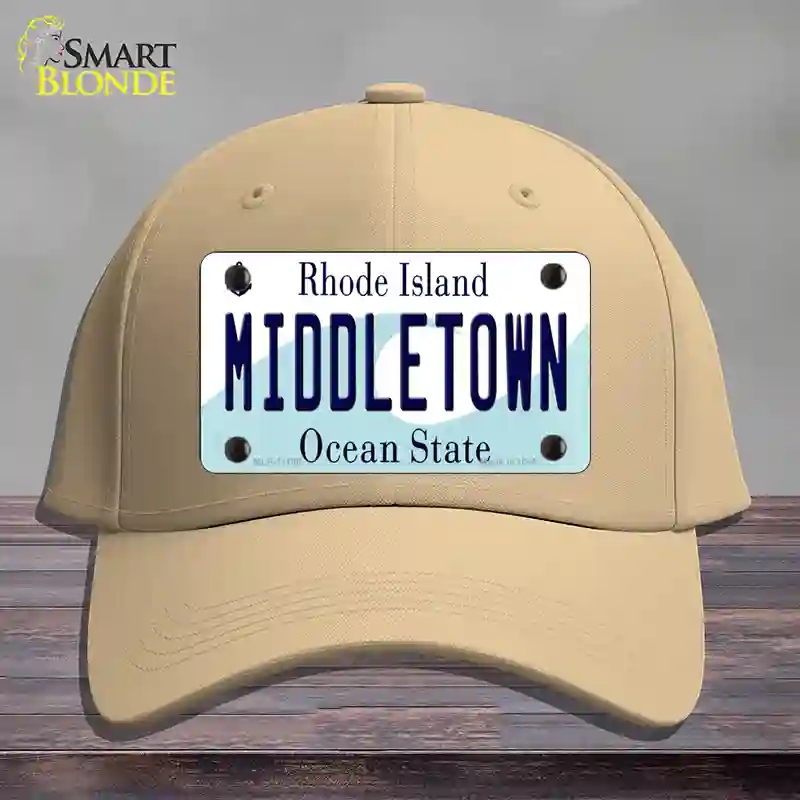 HAT22-MLP-11196 Middletown Rhode Island State Novelty License Plate Hat, Cotton - Khaki
