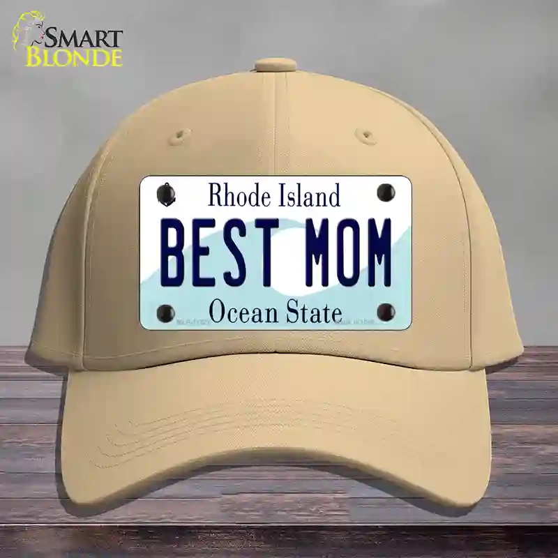 HAT22-MLP-11221 Best Mom Rhode Island State Novelty License Plate Hat, Cotton - Khaki