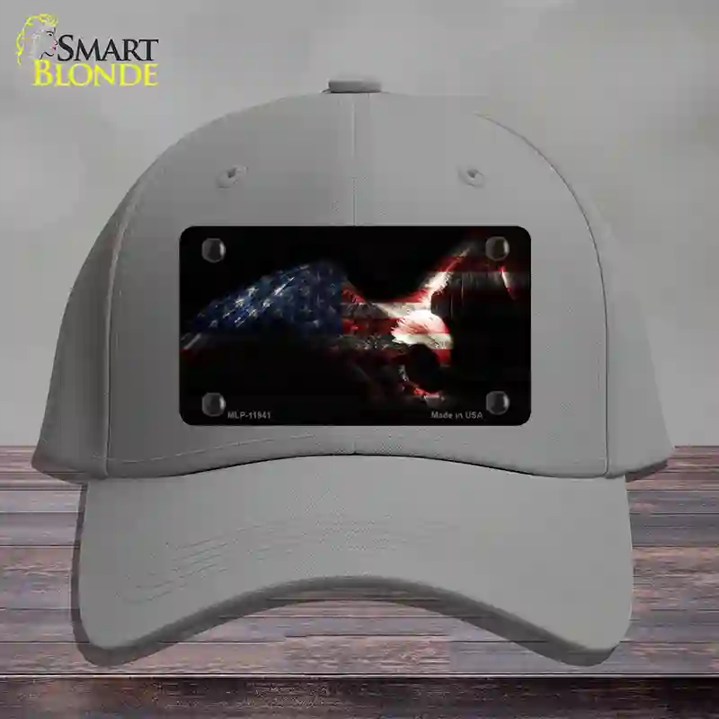 HAT23-MLP-11941 Eagle American Flag Novelty License Plate Hat, Cotton - Gray