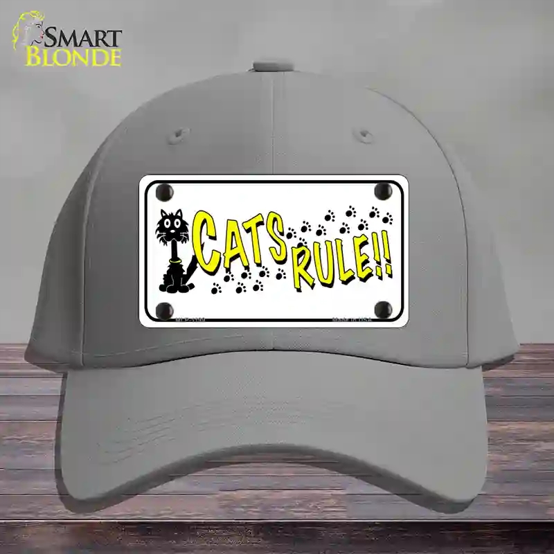 HAT23-MLP-1199 Cats Rule Novelty License Plate Hat, Cotton - Gray