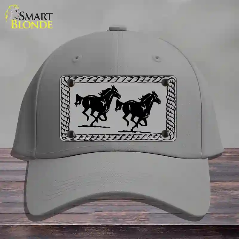 HAT23-MLP-1233 Two Running Horses Novelty License Plate Hat, Cotton - Gray
